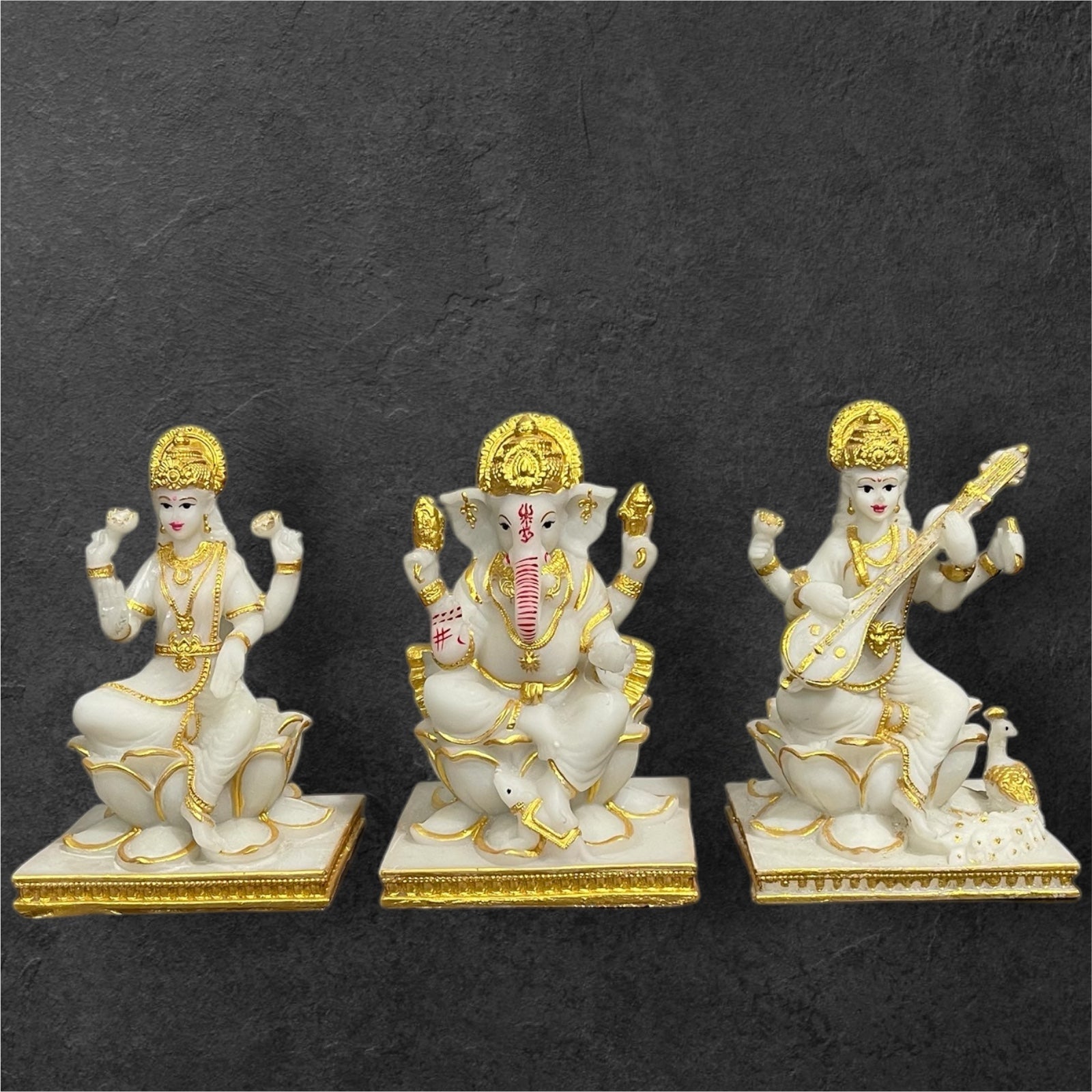 Lord Laxmi Ganesh Saraswati Idol Best For Puja Diwali Decoration Items H 15 cm