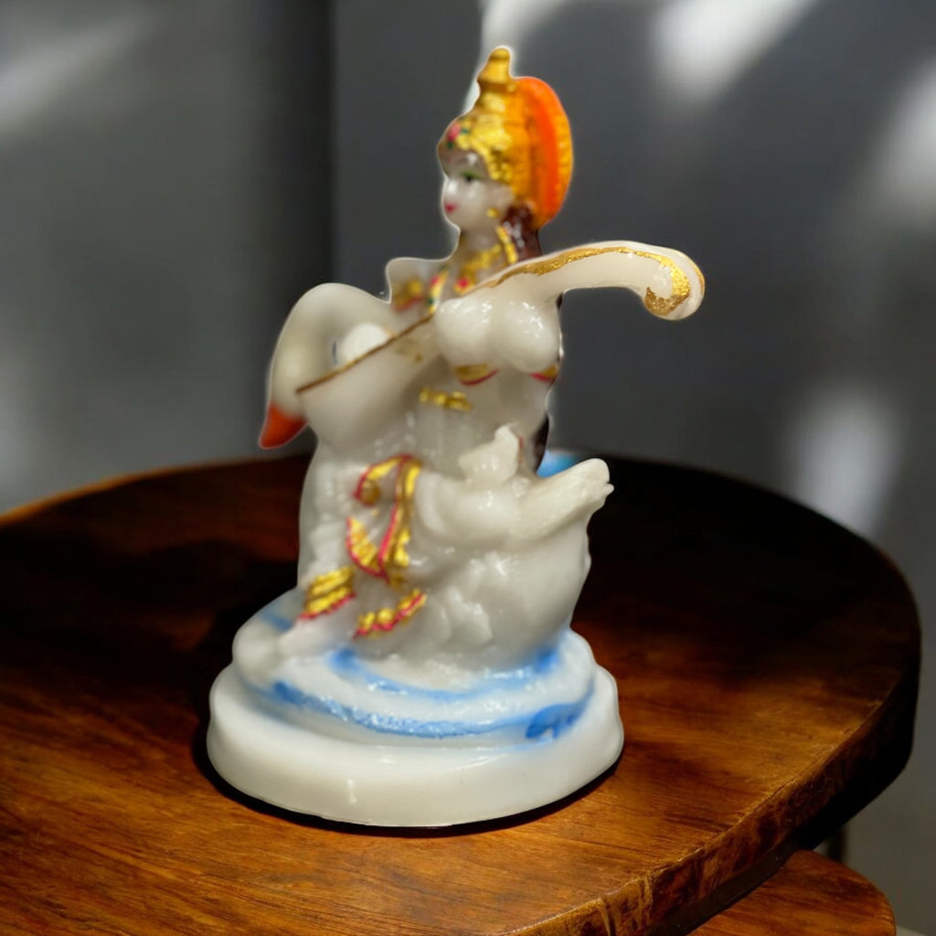 Ma Saraswati Idol Marble Look Murti Best For Home Temple H- 15 CM
