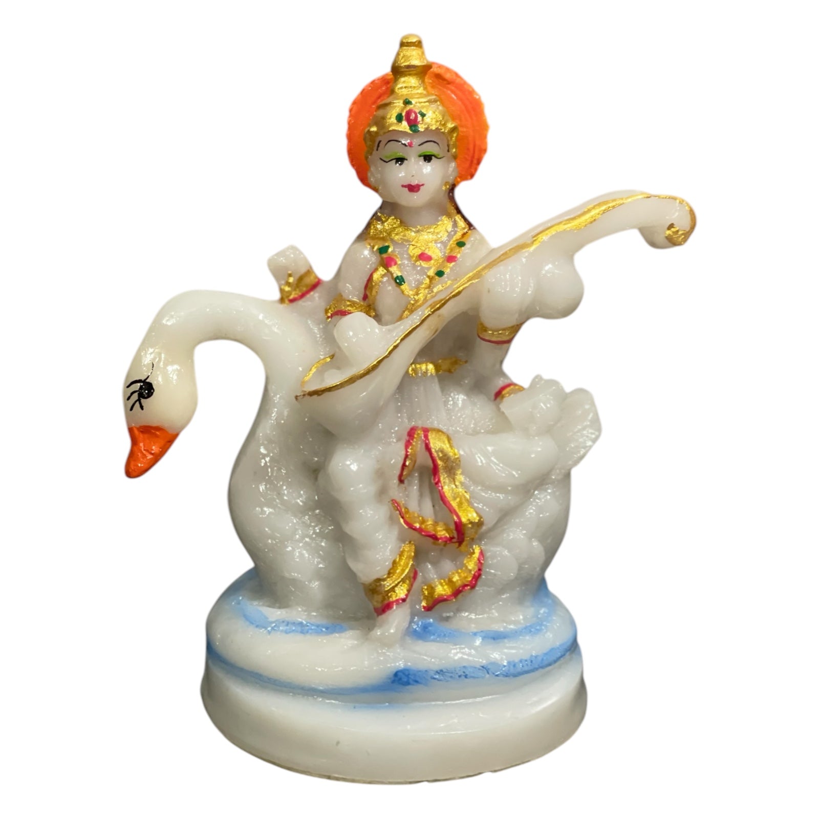 Ma Saraswati Idol Marble Look Murti Best For Home Temple H- 15 CM