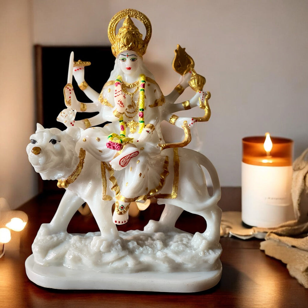 Ma Sherawali Jagdambe Durga Ji Mata Ji Idol Marble Look Murti H 31 cm