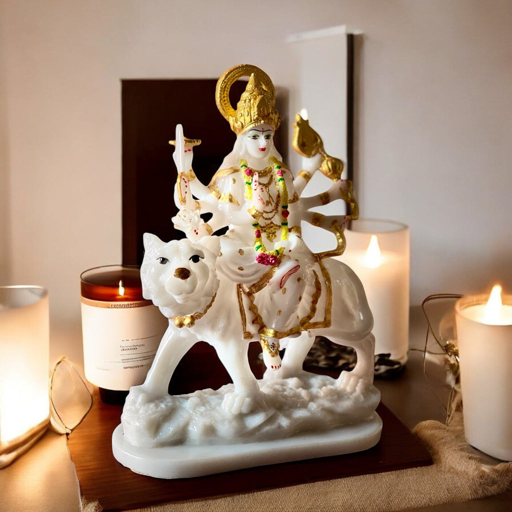 Ma Sherawali Jagdambe Durga Ji Mata Ji Idol Marble Look Murti H 31 cm