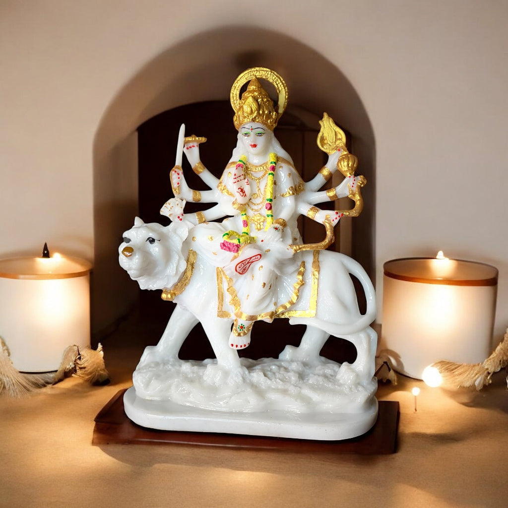 Ma Sherawali Jagdambe Durga Ji Mata Ji Idol Marble Look Murti H 31 cm