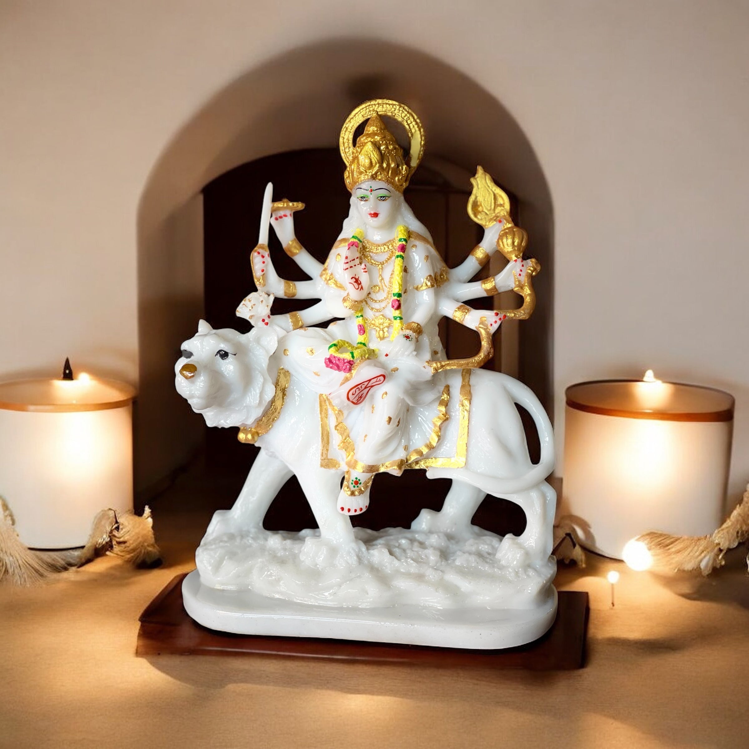 Ma Sherawali Jagdambe Durga Ji Mata Ji Idol Marble Look Murti H 31 cm