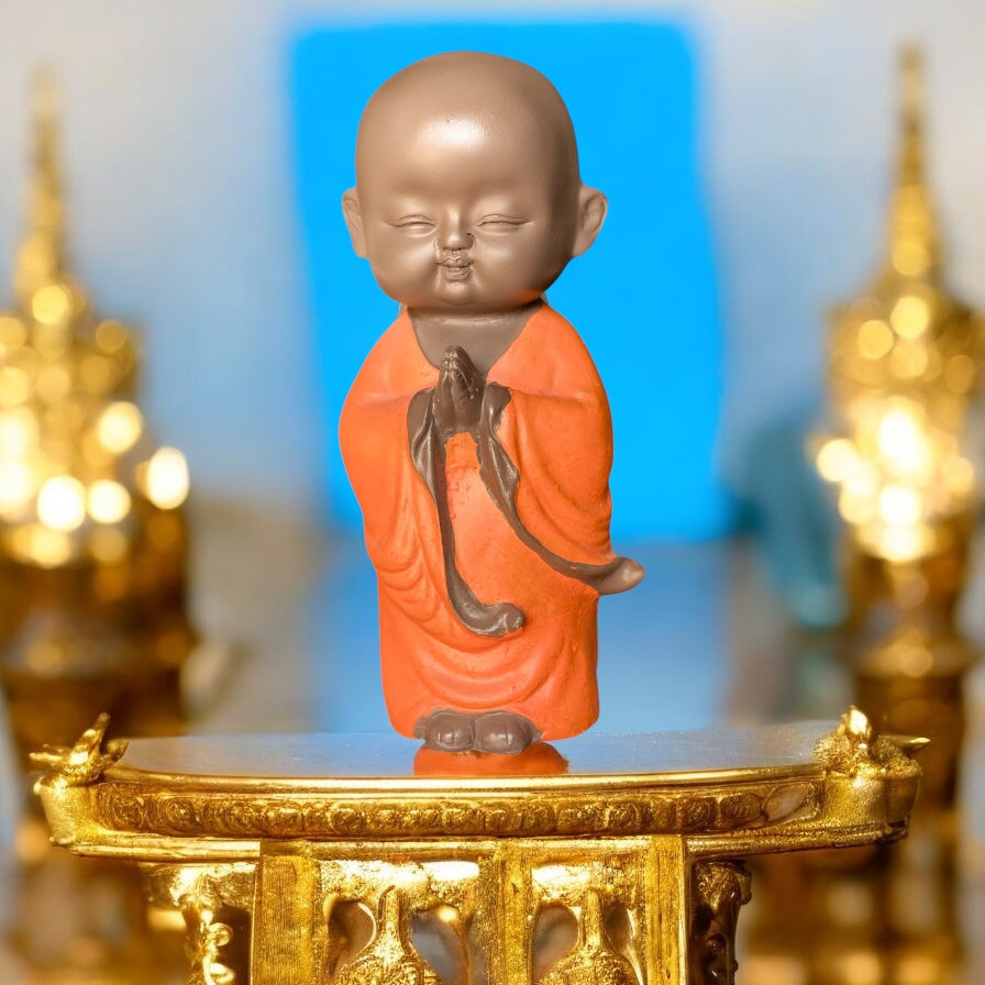 Welcome Baby Monk Idol Polyresin Namaste Buddha Statue for Home Decor Gift
