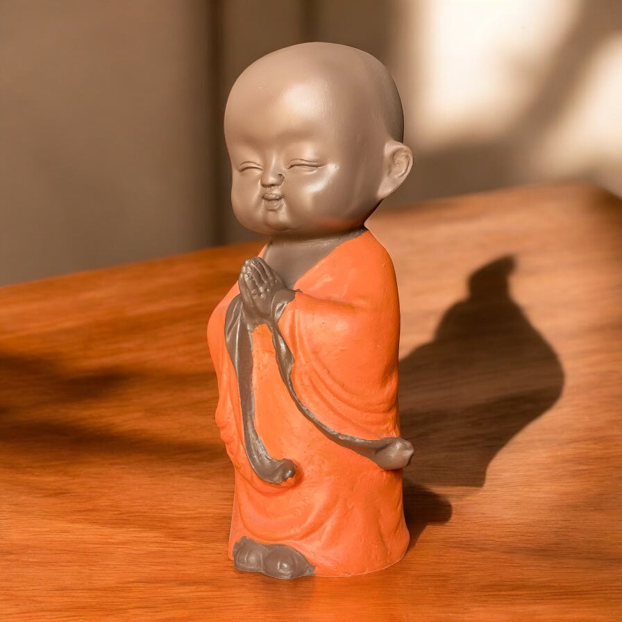 Welcome Baby Monk Idol Polyresin Namaste Buddha Statue for Home Decor Gift