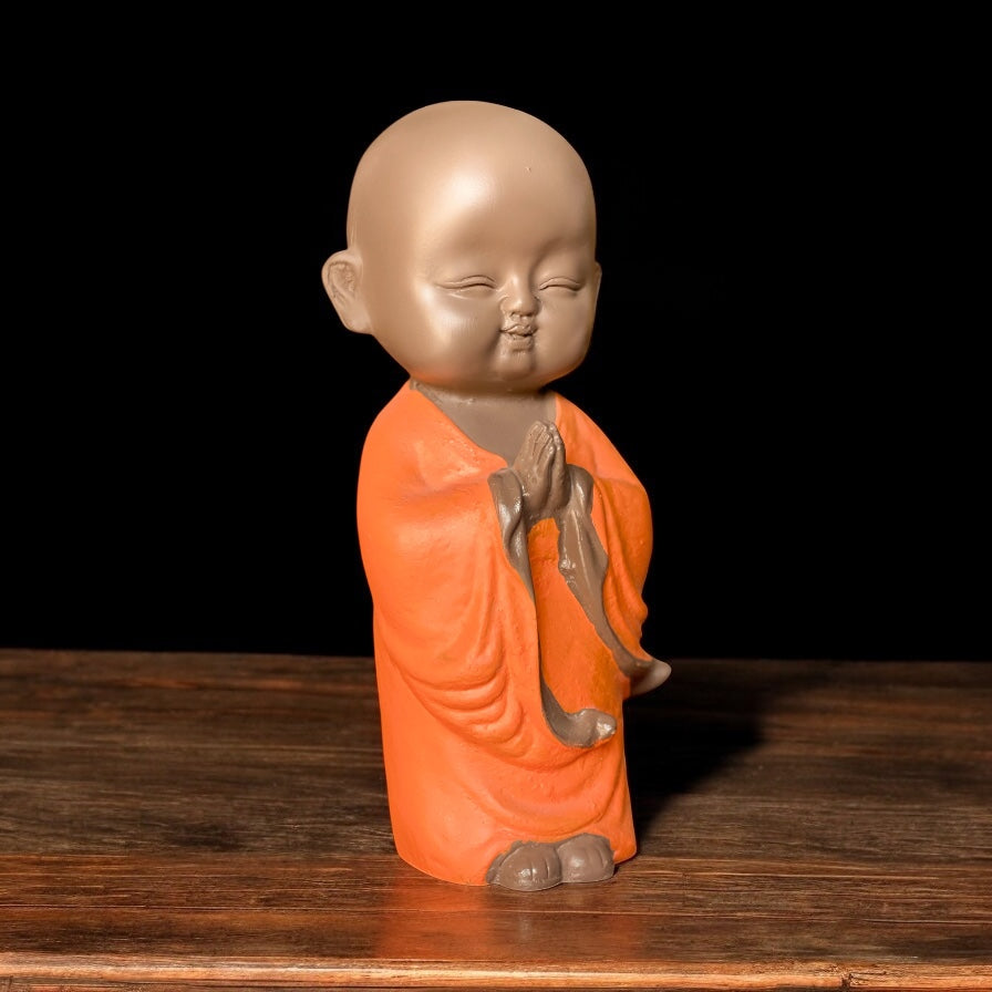 Welcome Baby Monk Idol Polyresin Namaste Buddha Statue for Home Decor Gift
