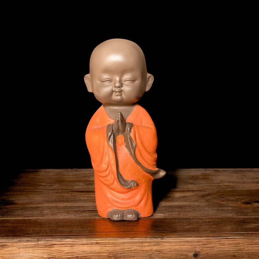Welcome Baby Monk Idol Polyresin Namaste Buddha Statue for Home Decor Gift