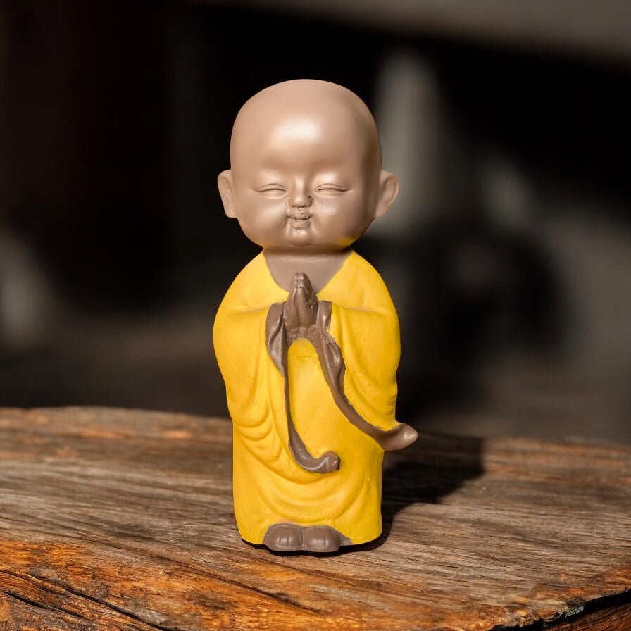 Welcome Baby Monk Idol Polyresin Namaste Buddha Statue for Home Decor Gift