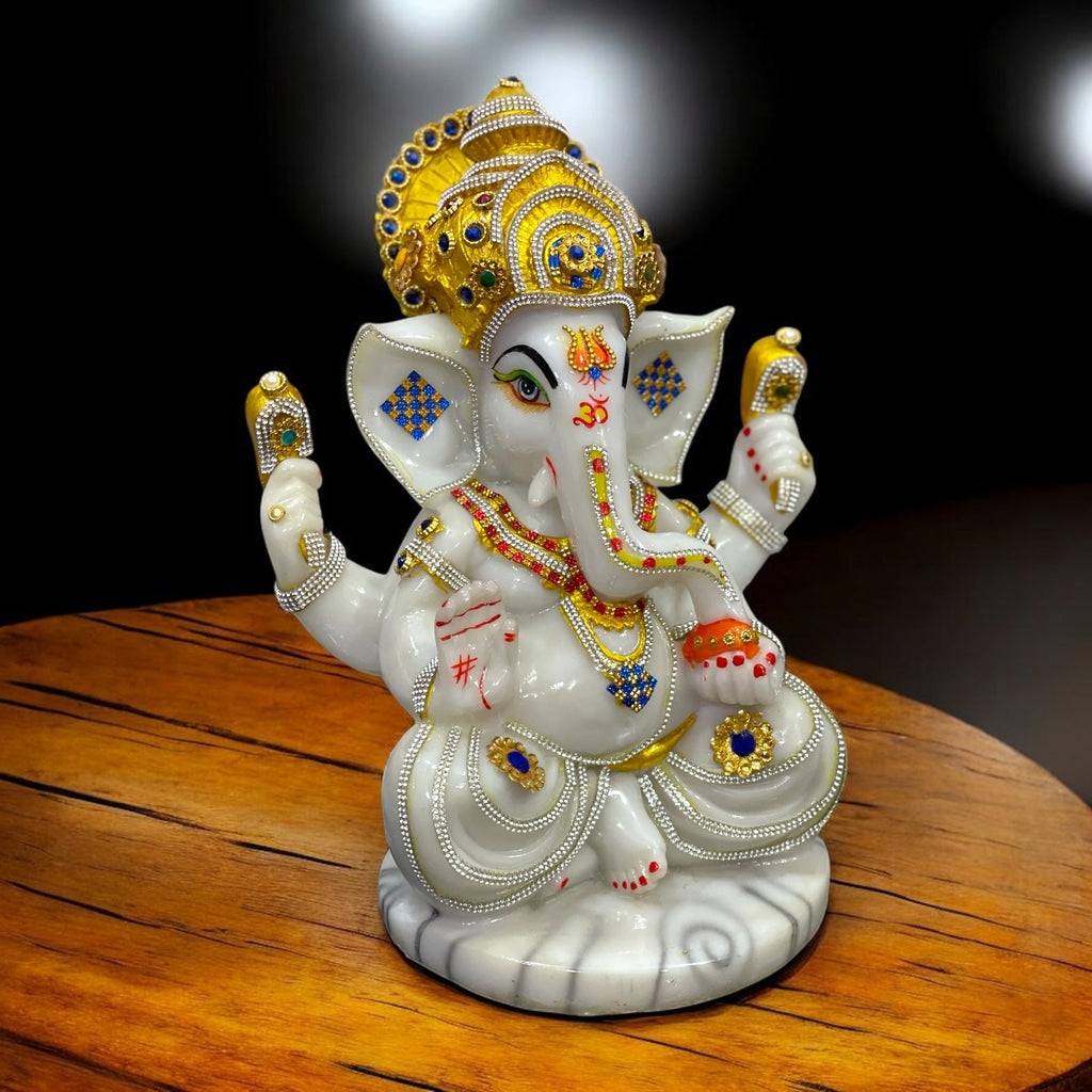 Lord Ganesha Marble Statue Best Gift For Grah Pravesh Ganpati Decorative Murti Figurine Height 31 cm