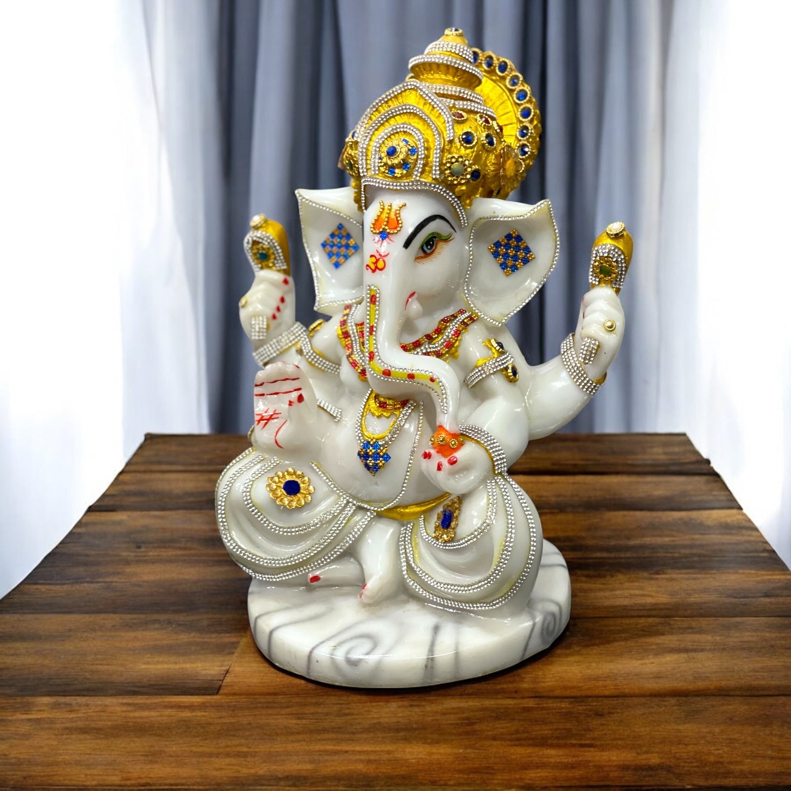 Lord Ganesha Marble Statue Best Gift For Grah Pravesh Ganpati Decorative Murti Figurine Height 31 cm