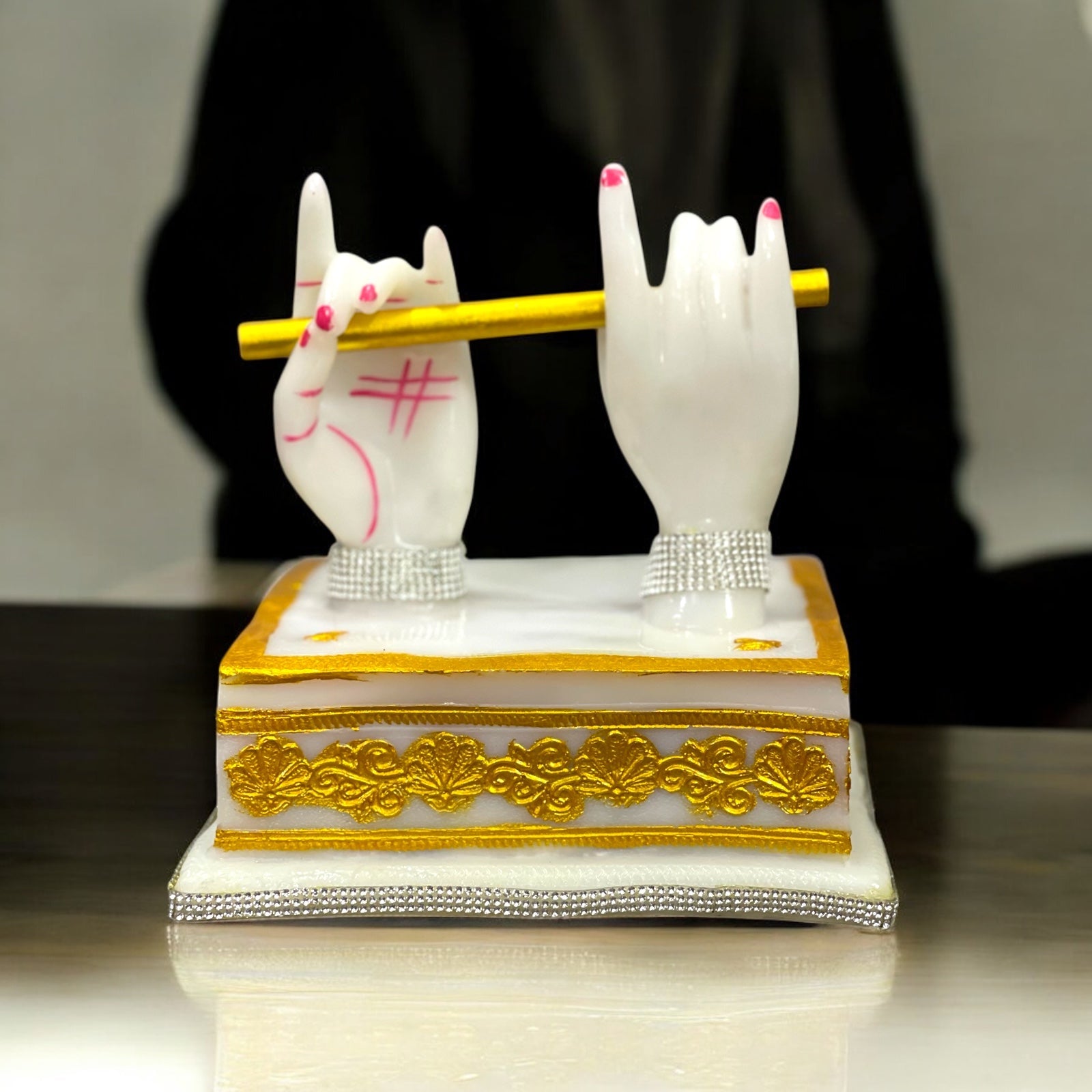 Lord Krishna Hand Idols with Flute Figurine |Classical Showpiece for Decor, Wedding, Tabletop, Corporate Gift Purposes Height 7 Inches