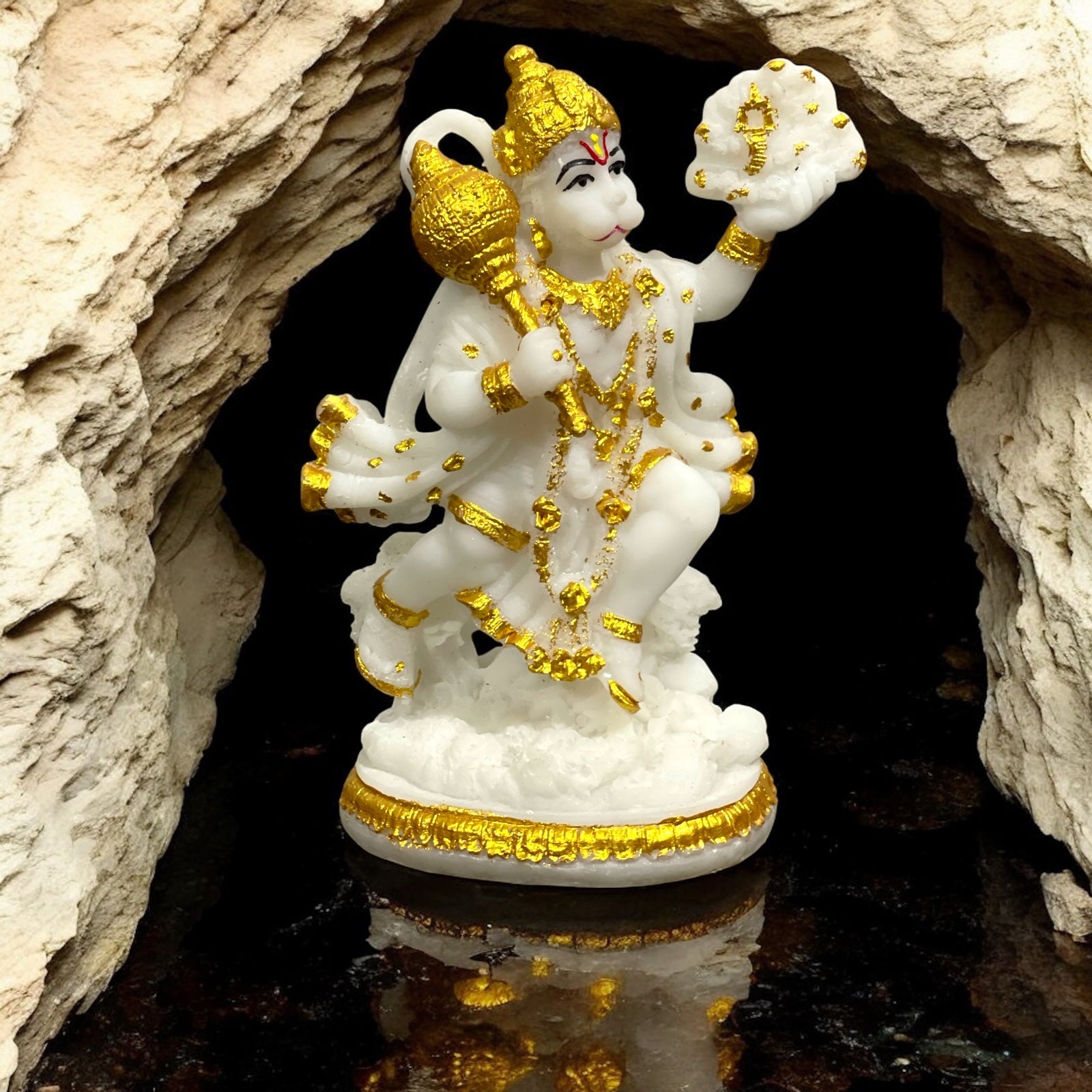 Lord Hanuman Pavansut Hanuman Parvat Marble Look Idol Best for Home office Temple Height 5 Inches