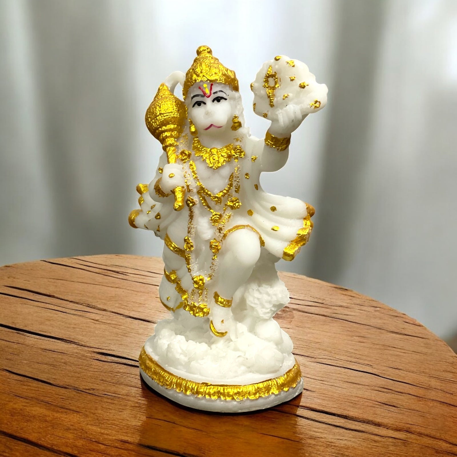 Lord Hanuman Pavansut Hanuman Parvat Marble Look Idol Best for Home office Temple Height 5 Inches