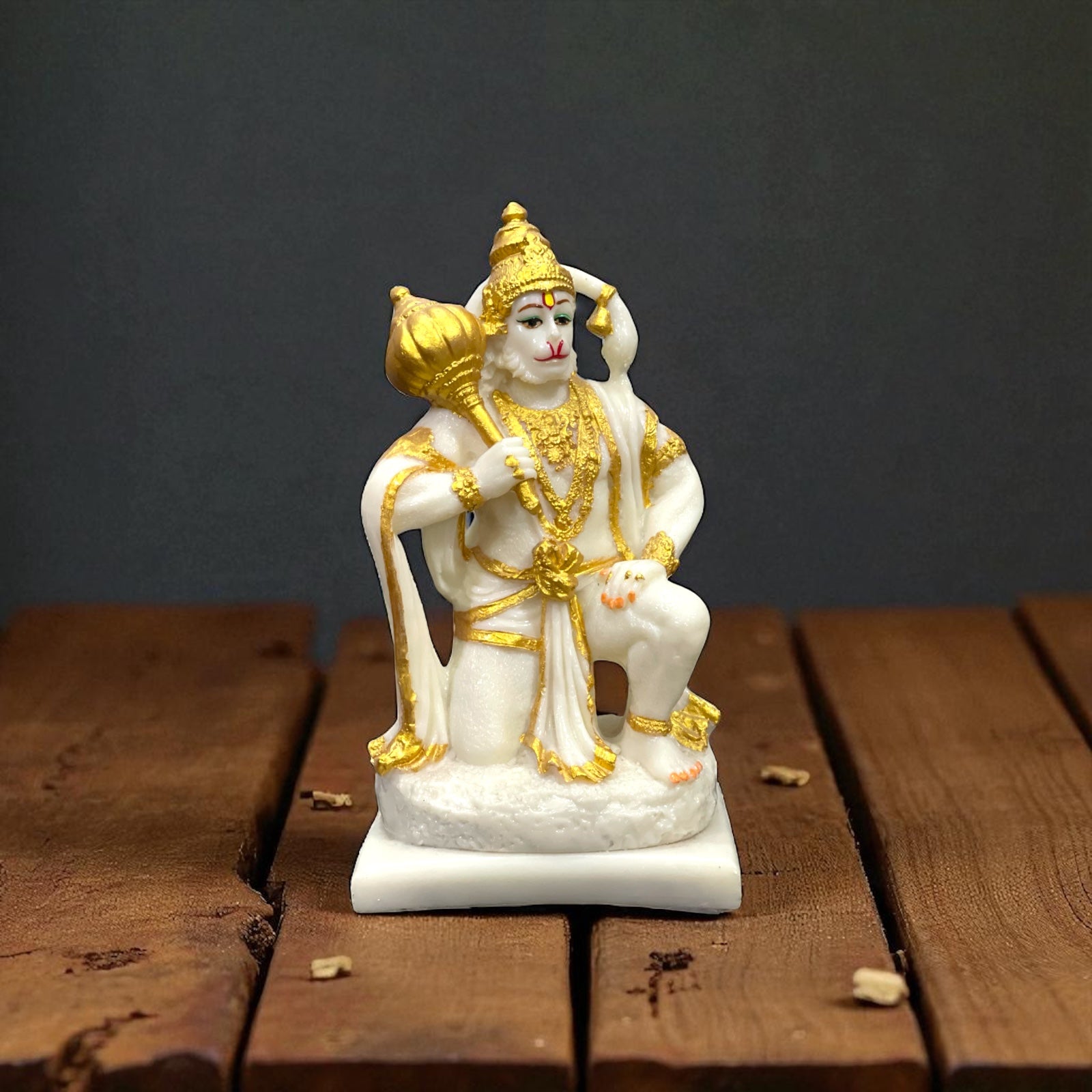 Sitting Lord Hanuman Marble Statue , Bajrang Bali – H 21 cm