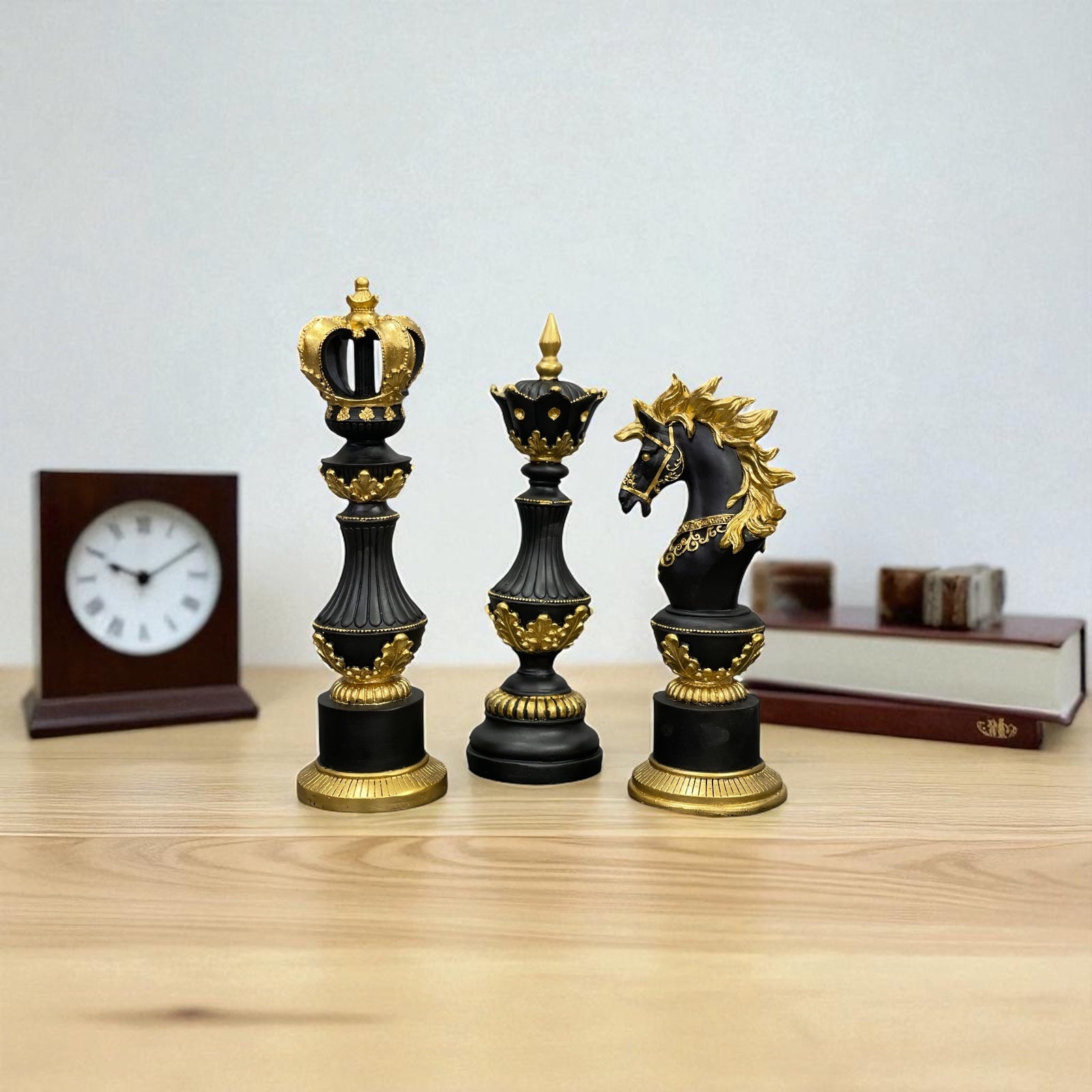 Elegant Abstract Creative Resin Chess  Showpiece For Living Room - Set of 3