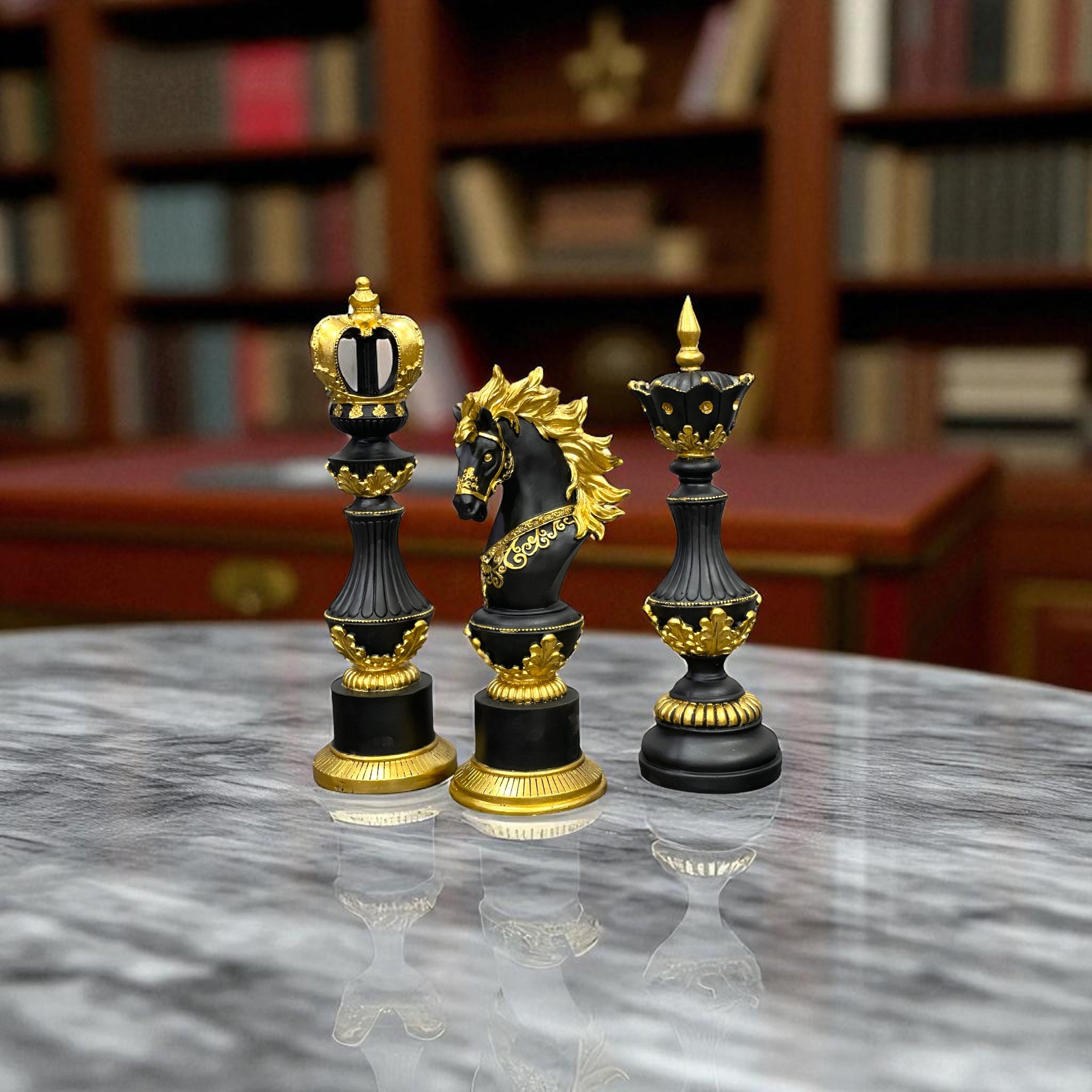 Elegant Abstract Creative Resin Chess  Showpiece For Living Room - Set of 3