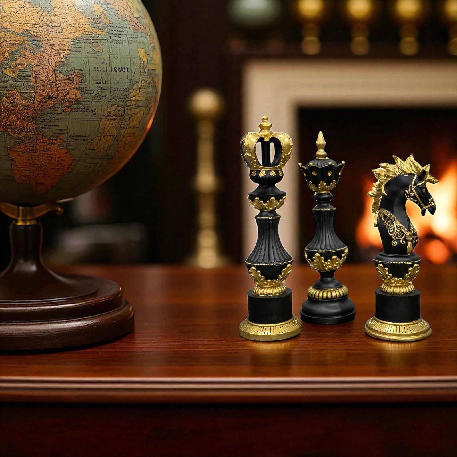 Elegant Abstract Creative Resin Chess  Showpiece For Living Room - Set of 3