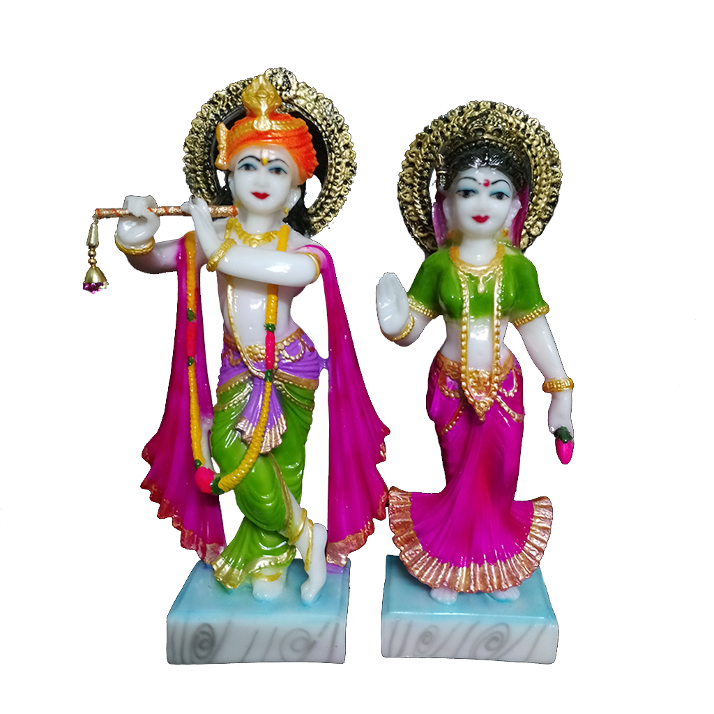 Standing Radha Krishan Marble Look Idol  , H-37 cm