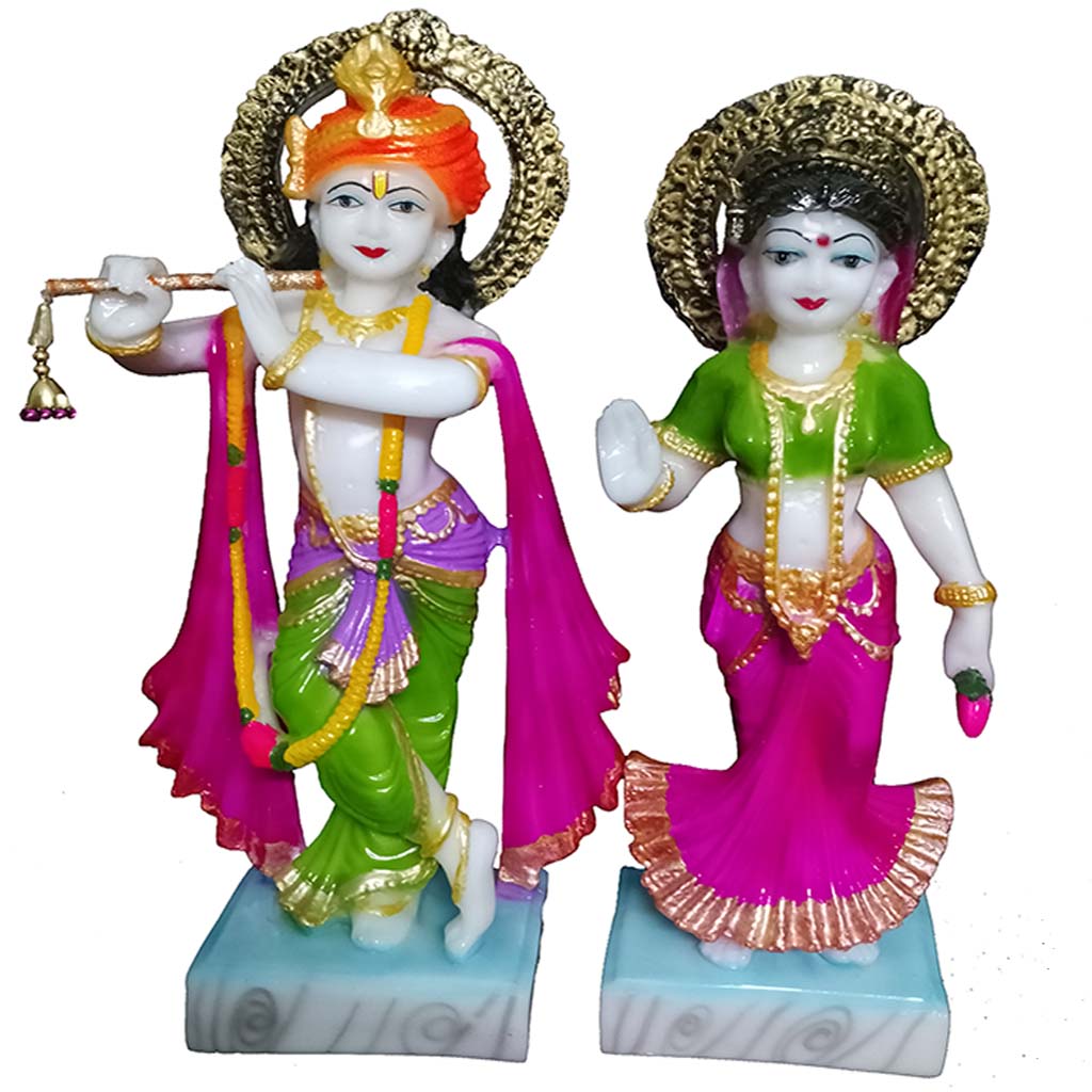 Standing Radha Krishan Marble Look Idol  , H-37 cm