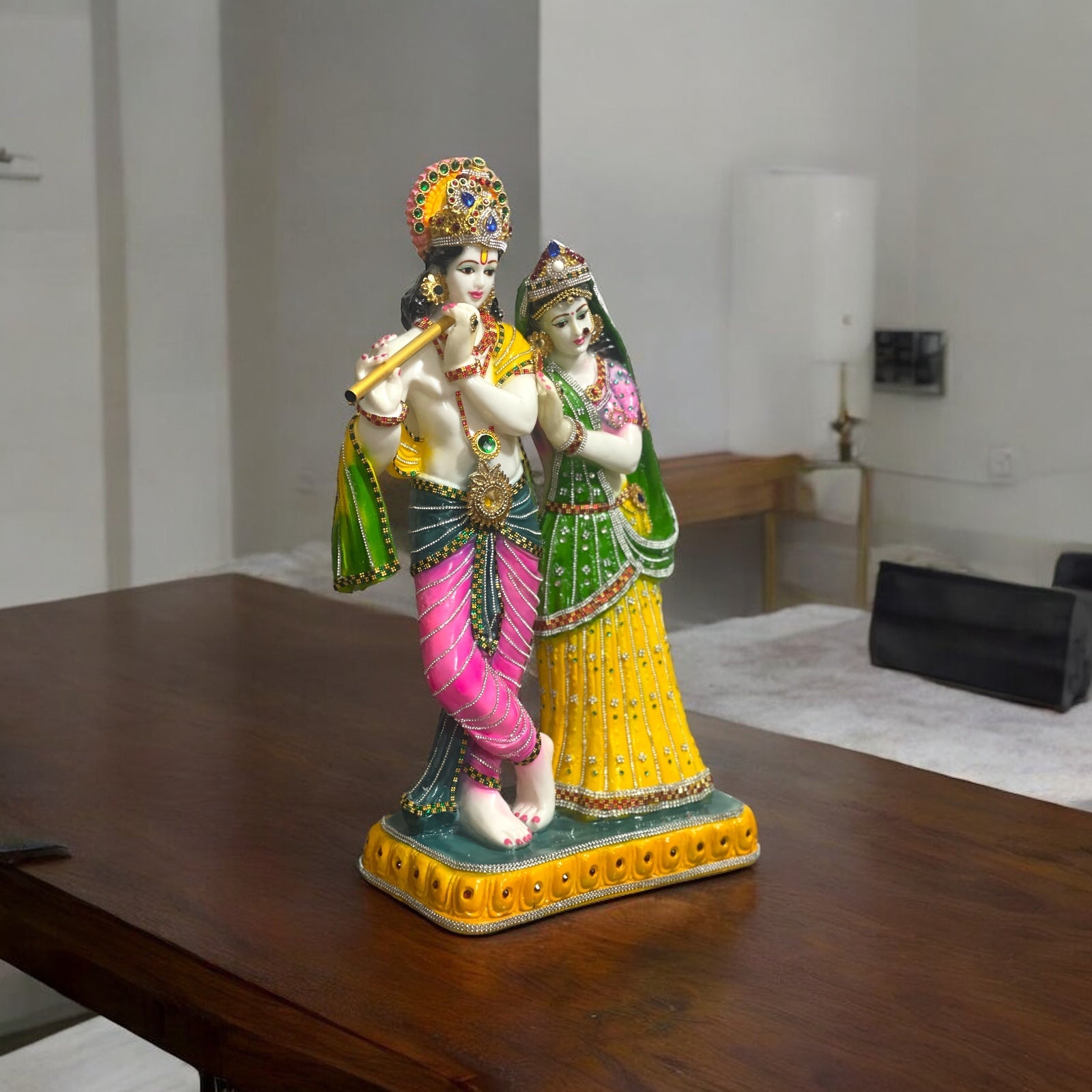 Elegant Handcrafted Radha Krishna Decorative Idol Height 60 cm