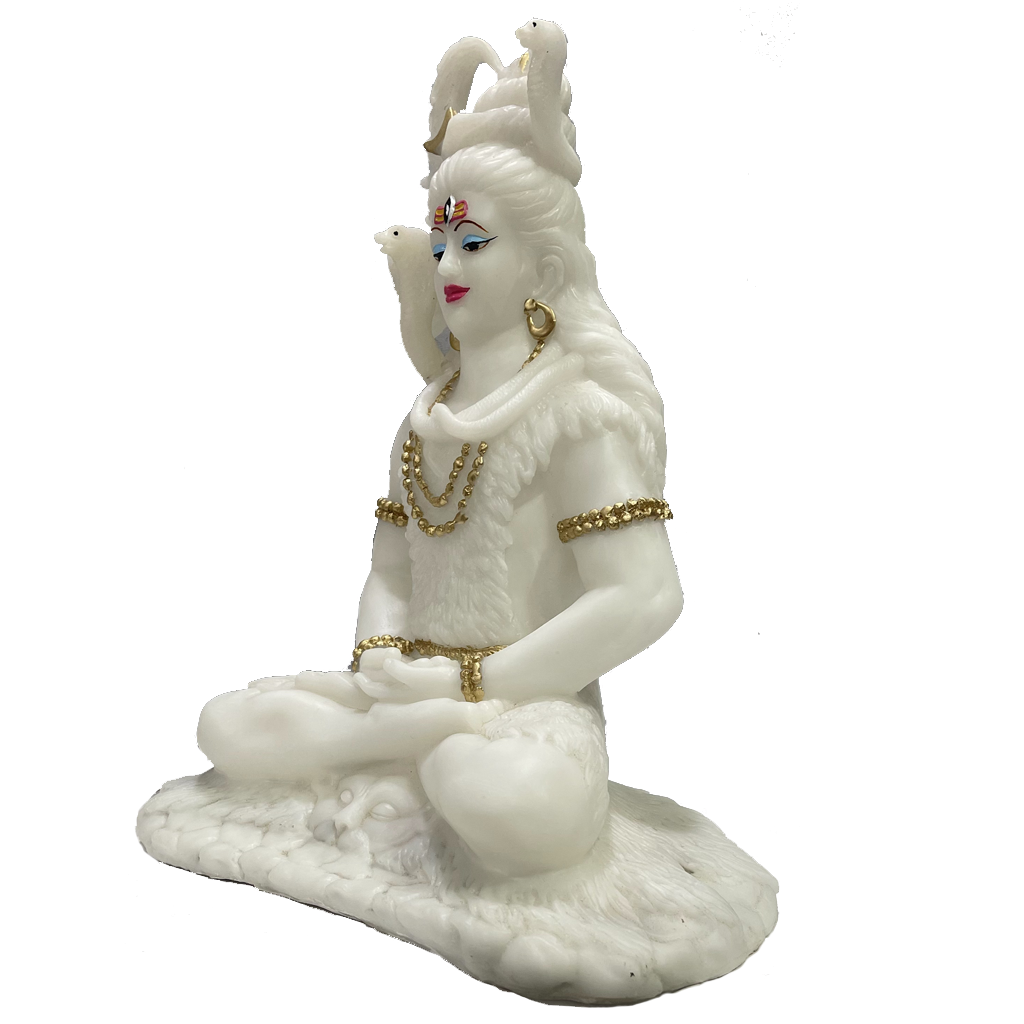 Shiv Samadhi Murti Marble Look Meditation Lord Shiva Samadhi Statue H- 38 cm