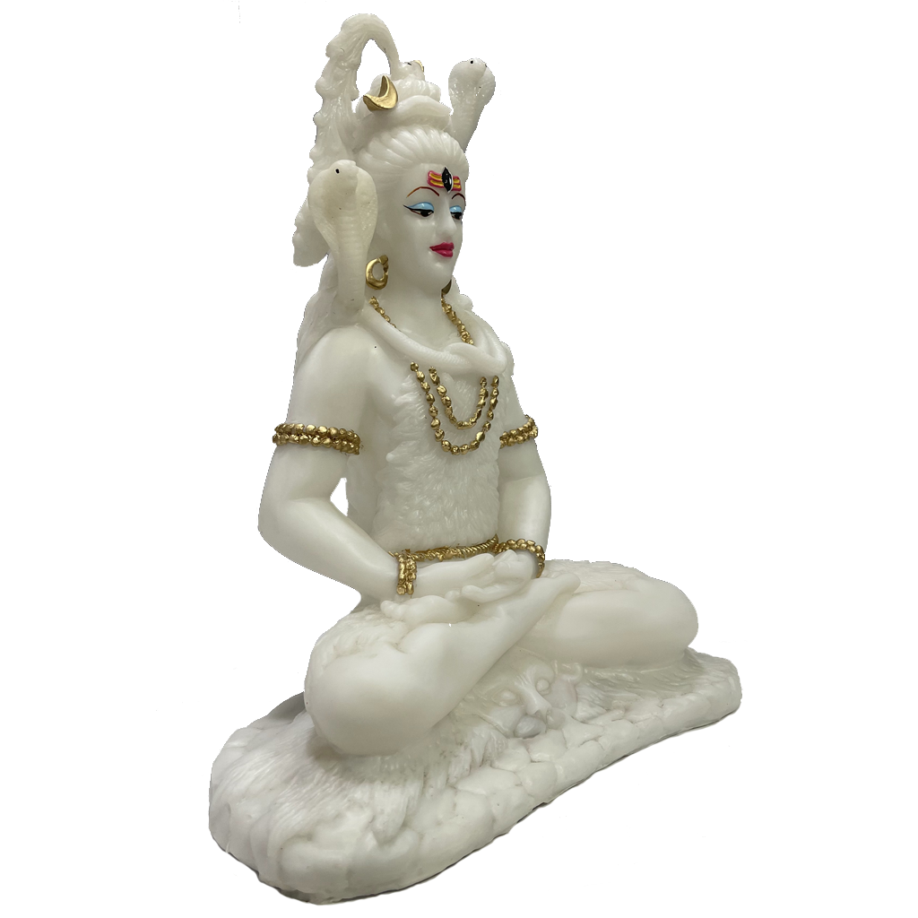 Shiv Samadhi Murti Marble Look Meditation Lord Shiva Samadhi Statue H- 38 cm