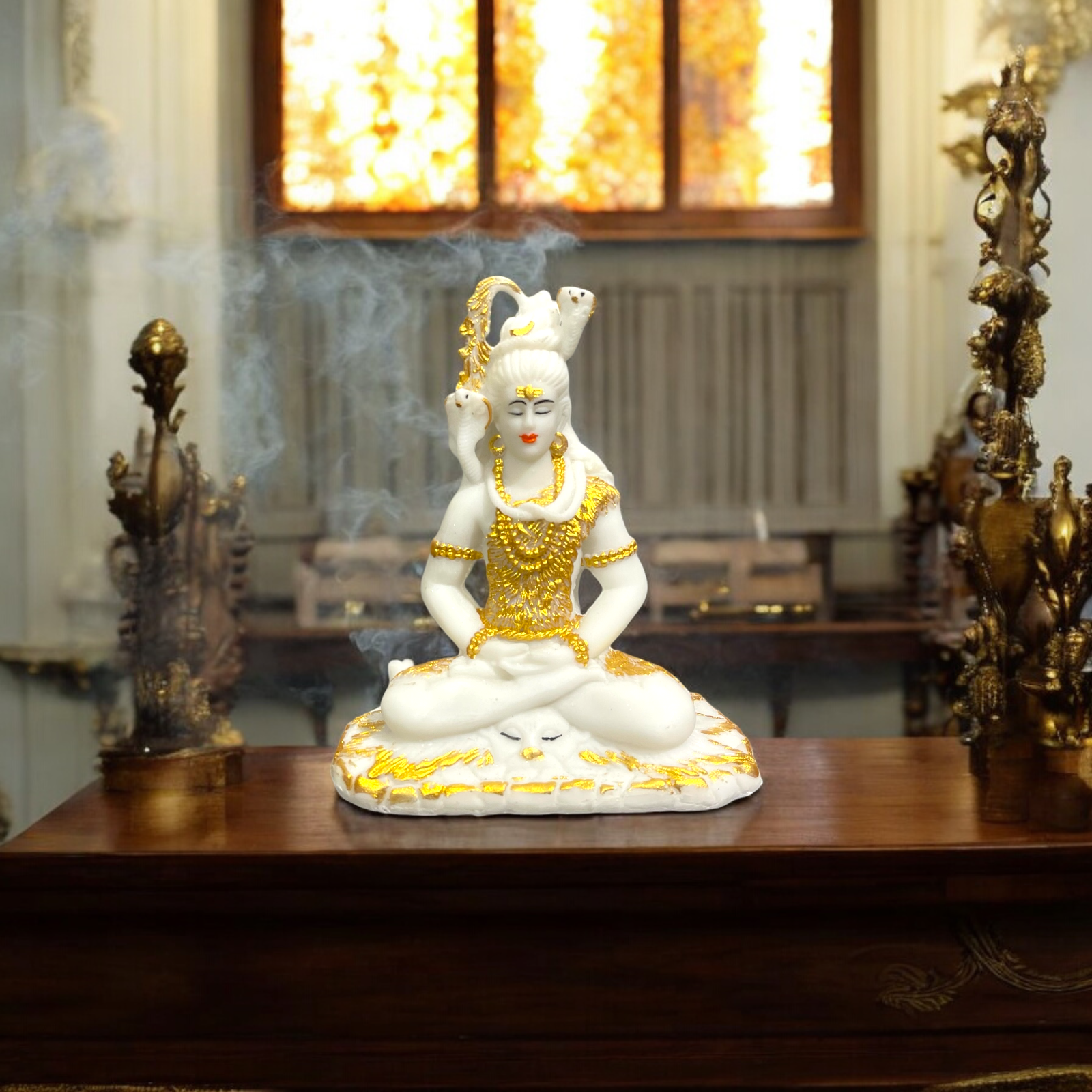 Shiv Samadhi Small Murti Marble Look Meditation Lord Shiva Samadhi Statue H- 15 cm
