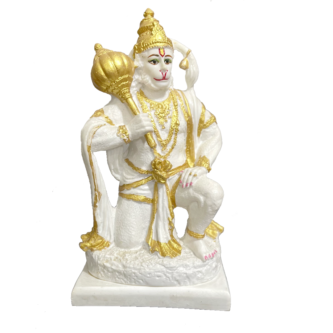 Sitting Lord Hanuman Marble Statue , Bajrang Bali – H 21 cm