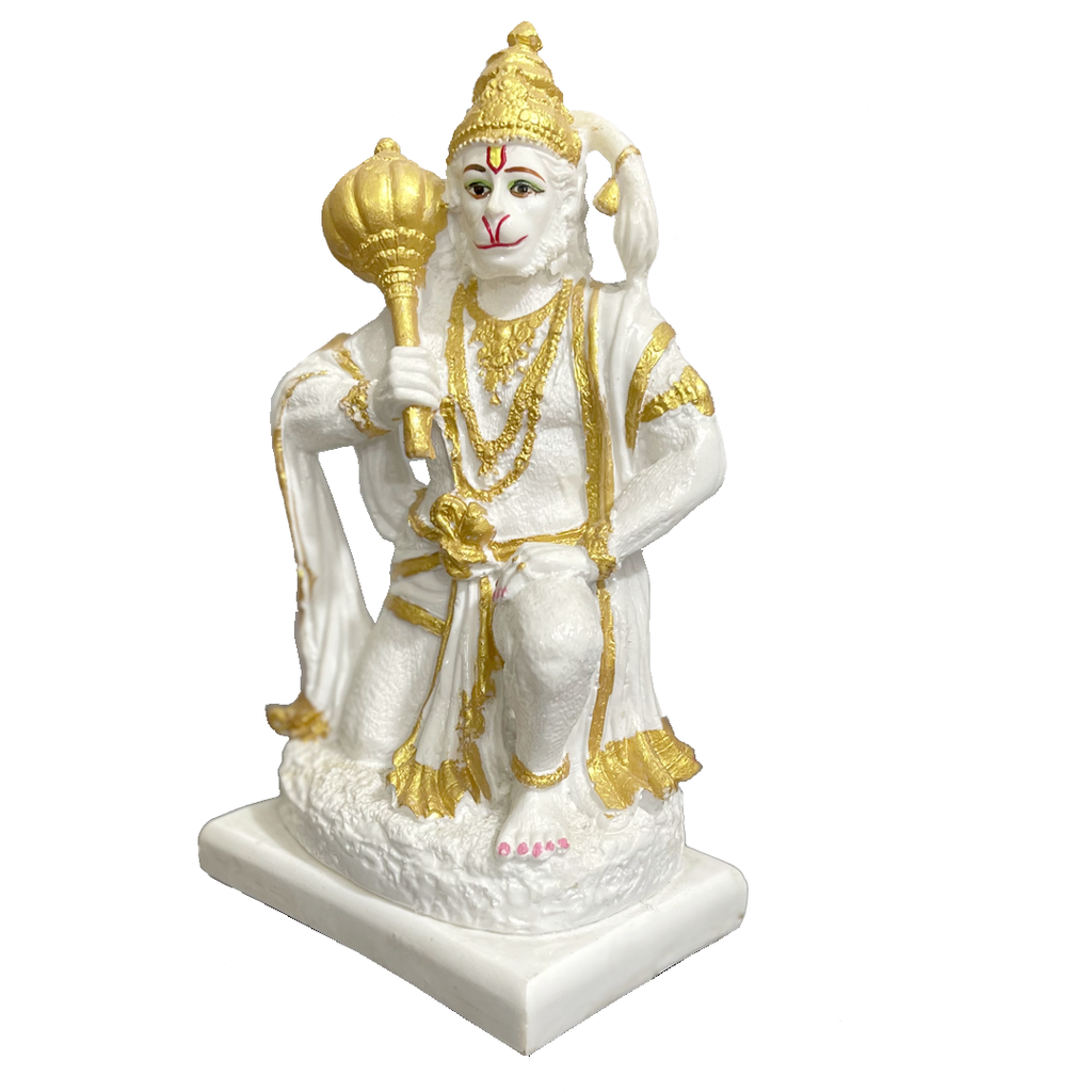 Sitting Lord Hanuman Marble Statue , Bajrang Bali – H 21 cm