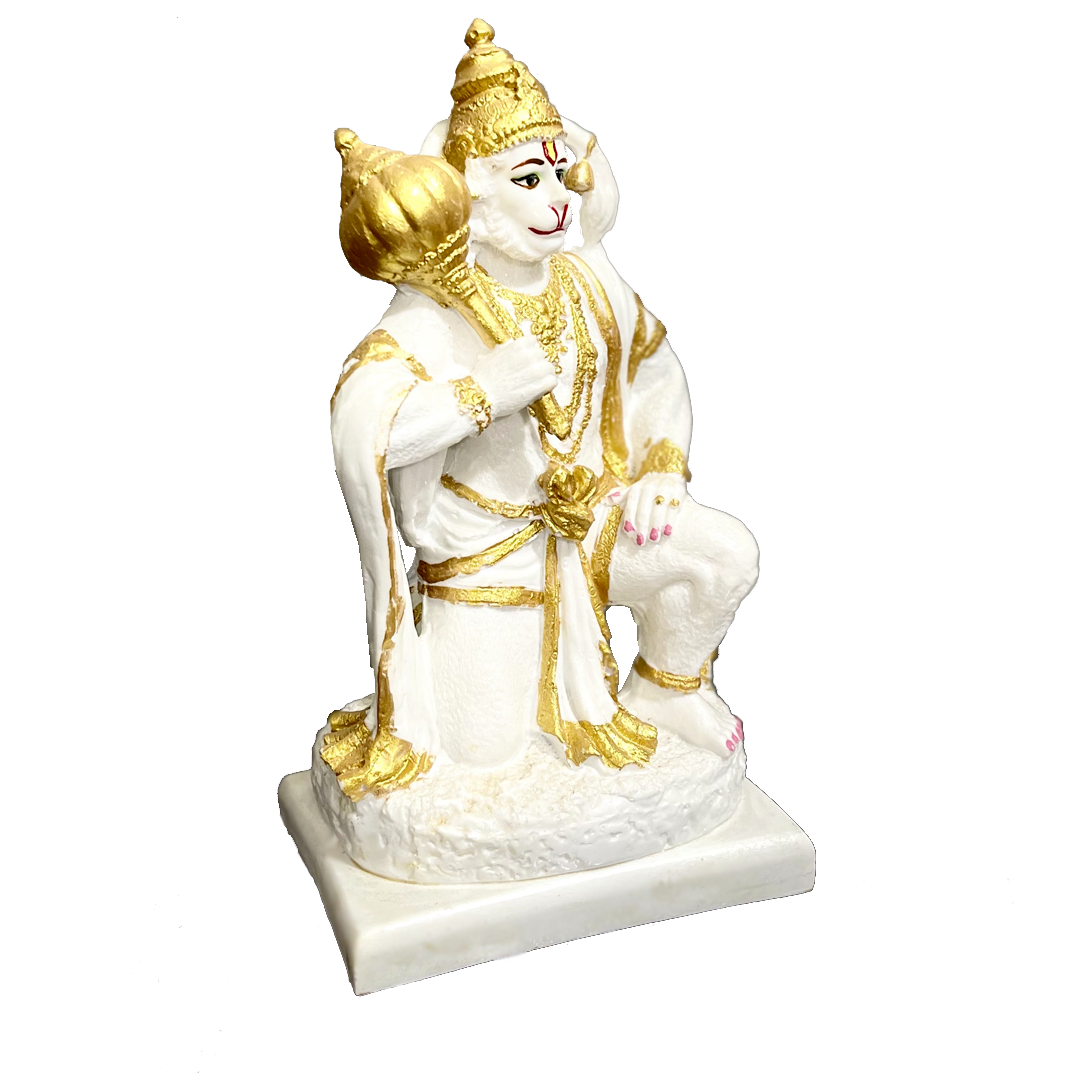 Sitting Lord Hanuman Marble Statue , Bajrang Bali – H 21 cm