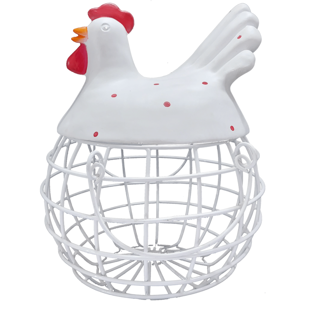 White Rooster Hen Basket 40 Eggs Capacity Best For Home Decor