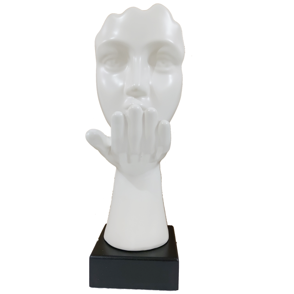 Abstract Flying Kiss Woman Face Statue Table Ascent H 31.5 cm