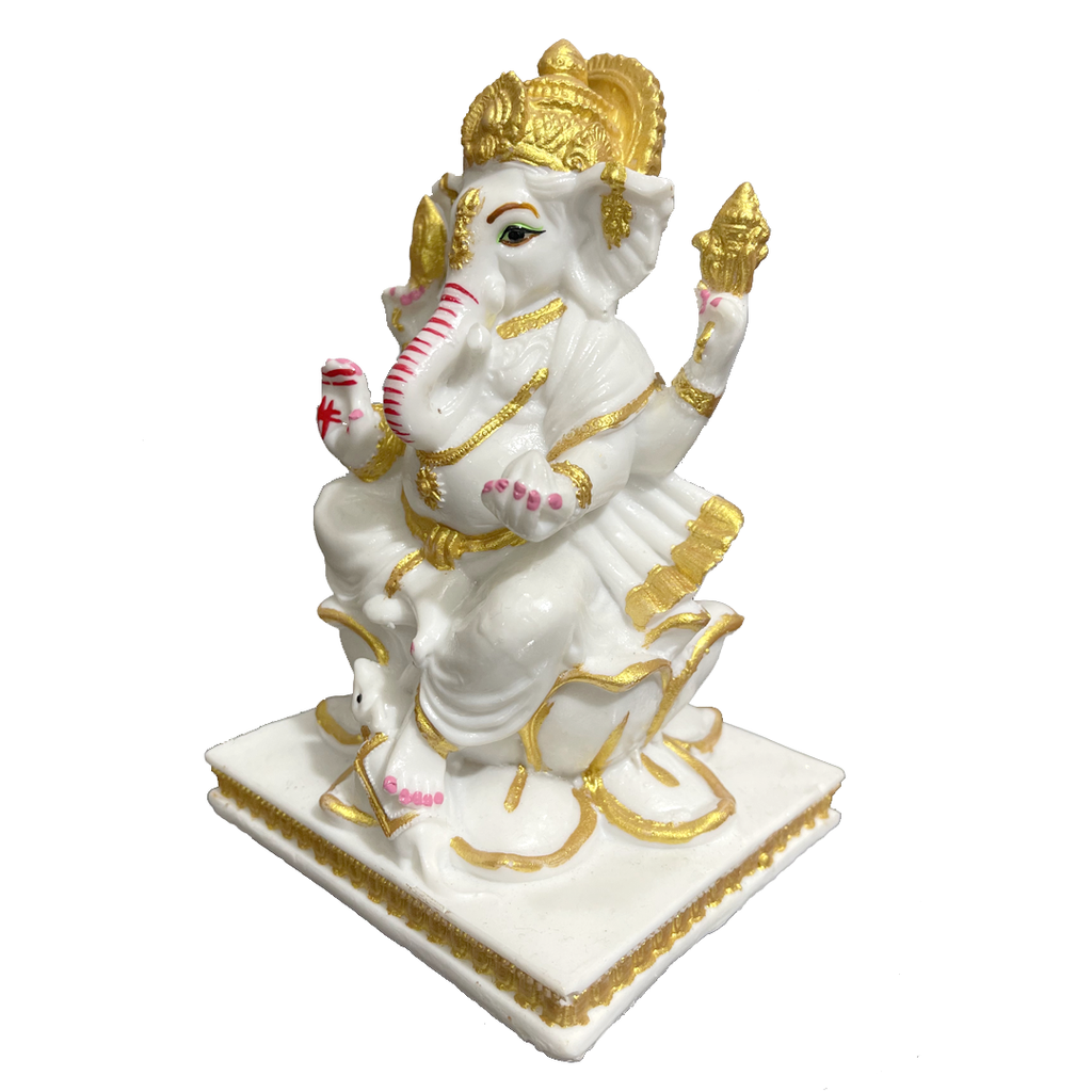 Lord Ganesha Marble Statue Best Gift for Home Office Shop Puja Ghar Murti Figurine H – 14 cm