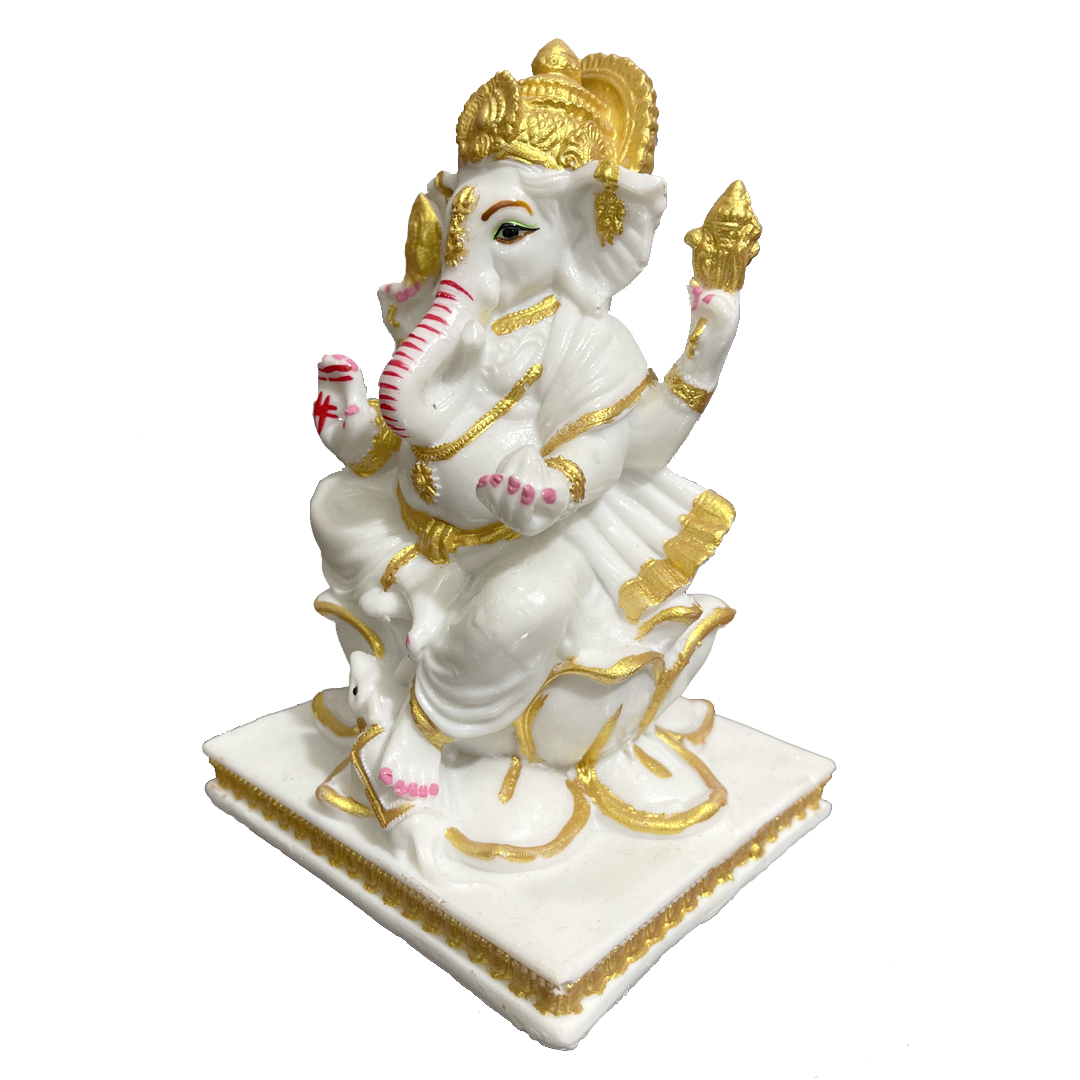Lord Ganesha Marble Statue Best Gift for Home Office Shop Puja Ghar Murti Figurine H – 14 cm