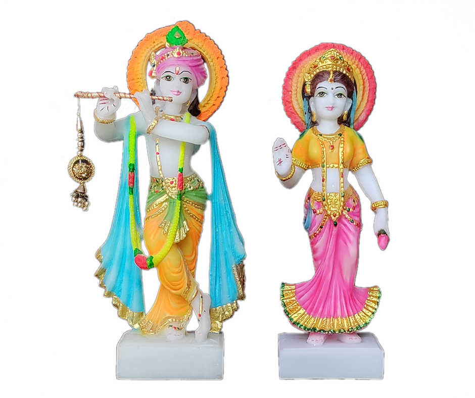 Standing Radha Krishan Marble Look Idol  , H-37 cm