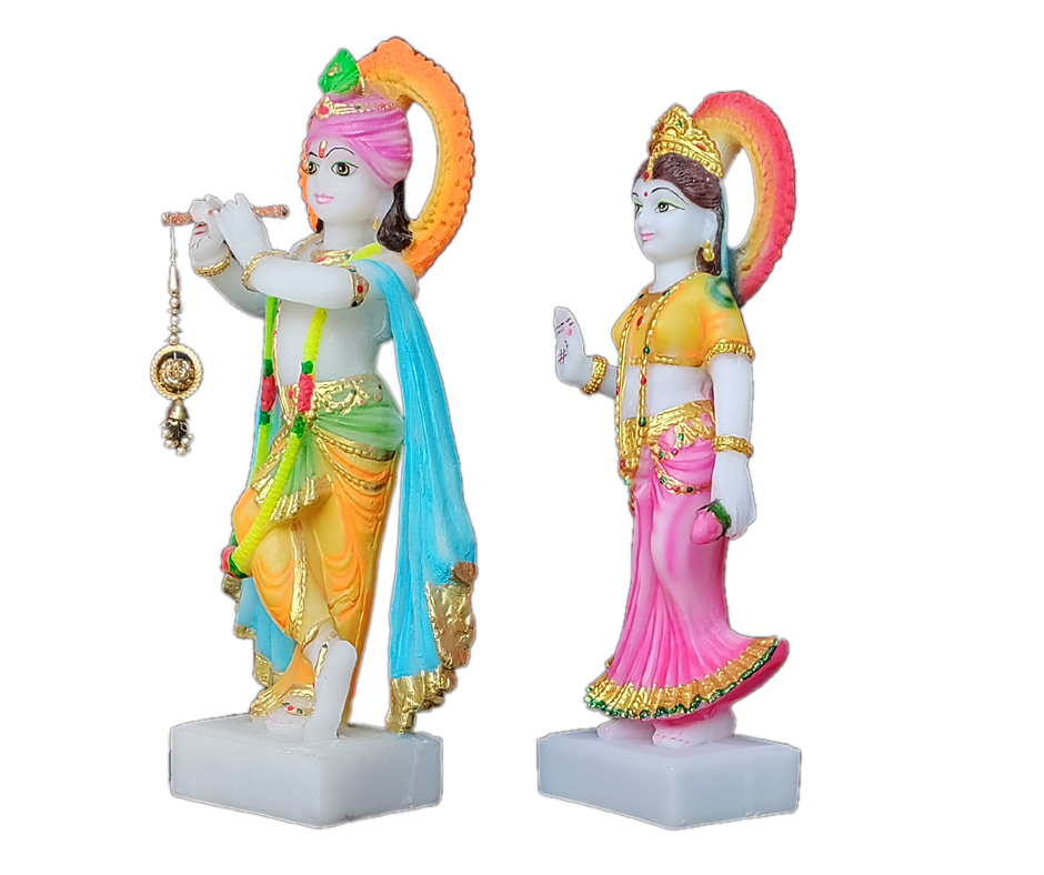 Standing Radha Krishan Marble Look Idol  , H-37 cm