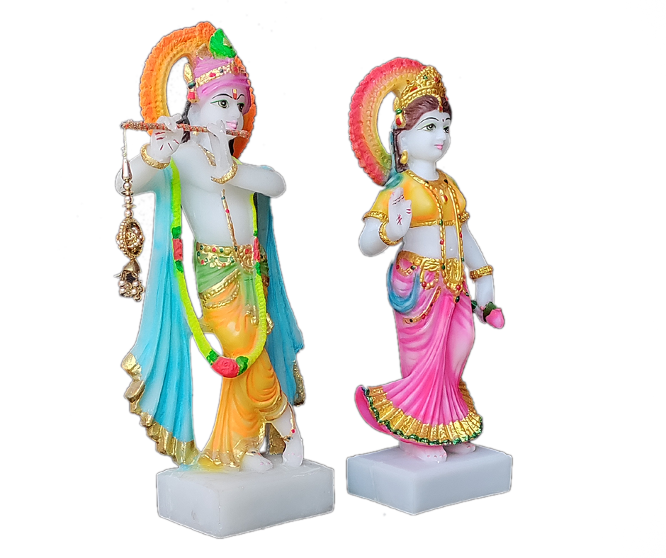 Standing Radha Krishan Marble Look Idol  , H-37 cm